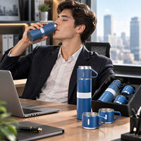 Ensemble cadeau de tasse thermique en acier inoxydable à double paroi isolée sous vide de 500 ml avec 2 tasses, bouteille d'eau portable, logo personnalisé, vente en gros