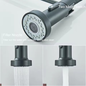 Mùa Xuân Đen kéo xuống vòi bếp Vòi phun đầu nóng lạnh vòi nước bằng thép không gỉ xoay bếp trộn vòi cần cẩu - Product Image 4