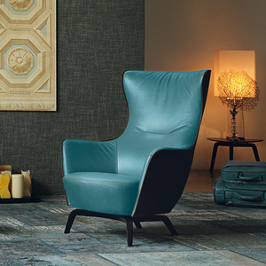 เก้าอี้เลานจ์โรงแรมปีกหลังสูงสะดวกสบายเก้าอี้หนังโมเดิร์นที่นั่งเดียวเก้าอี้พักผ่อนโซฟาห้องนั่งเล่น - Product Image 4