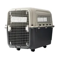 Cage de transport pour animaux de compagnie (chien, chat) en plastique robuste, homologuée par les compagnies aériennes, avec roues, motif solide, en fer, livraison rapide, en promotion