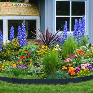 Bordure de jardin moderne en acier galvanisé noir rectangulaire de 8 pouces, à dents, 6 pièces, résistante aux intempéries, installation facile, pour balcon et fleurs - Product Image 1