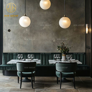 Ensemble de table et de chaises de café-<span class=keywords><strong>restaurant</strong></span> en velours et marbre haut de gamme moderne, canapé, sièges de banquette, meubles pour cafétéria commerciale - Product Image 3