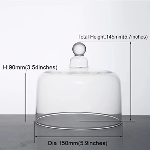 <span class=keywords><strong>Cloche</strong></span> <span class=keywords><strong>en</strong></span> <span class=keywords><strong>verre</strong></span> transparente avec plateau rond noir, couvercle alimentaire pour la présentation de gâteaux, fromages, fruits, décoration - Product Image 3