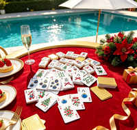 Tuiles de Mahjong en Acrylique de Noël Modernes et Luxueuses, Motif Père Noël, Arbre et Bonhomme de Neige, Portables et Durables pour le Divertissement