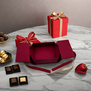 Đôi Cửa Từ Đóng Cửa Hộp Quà Tặng Màu Đỏ Cứng Nhắc Giấy Biểu Tượng Tùy Chỉnh Sang Trọng Bao Bì Hộp Với Xử Lý <span class=keywords><strong>Ribbon</strong></span> - Product Image 2