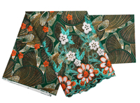 Tissu en coton imprimé haut de gamme, motif floral, dentelle, feuille de palmier, broderie audacieuse, Pagne Africain Ankara, vente en gros
