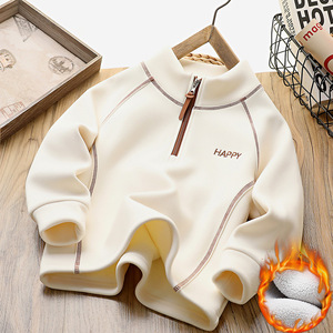 Vêtement en laine pour enfants Pull à col rond doublé en polaire Coupe-vent <span class=keywords><strong>Sweat</strong></span>-shirt décontracté pour garçons Épaissi léger Vêtement thermique d'extérieur - Product Image 6