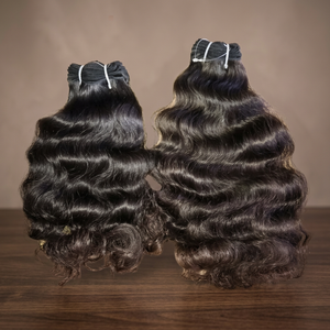 South Indian Temple Human Hair Bundles Remy Natural Body Wave Black Loose Deep Wave Machine <b>Double</b> Weft Virgin Unprocessed Hair - Product Image 3