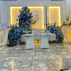NIKA LED luz cálida telón de fondo pared MARCO DE Metal blanco 3D cuadrado telón de fondo arco conjunto para eventos de boda salón de fiesta - Product Image 2