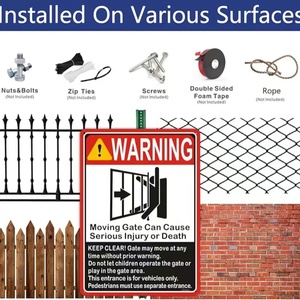 Panneau de porte mobile en aluminium Securun Factory 10*7 pouces avertissement de blessure grave et de mort sécurité de porte et de fenêtre «Keep Clear» - Product Image 3