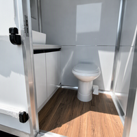 Promotion : Remorque sanitaire mobile économique à panneaux sandwich, 4 stations, pour usage de construction, toilettes et sanitaires mobiles, remorques de voyage