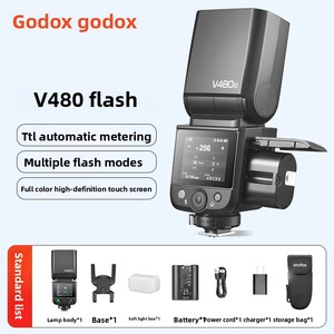 Flash <span class=keywords><strong>Godox</strong></span> V480 con Pantalla Táctil Giratoria y Soporte para Zapata para //Fuji/, Sincronizació<span class=keywords><strong>n</strong></span> de Alta Velocidad <span class=keywords><strong>TTL</strong></span>, Portátil para Exteriores - Product Image 2
