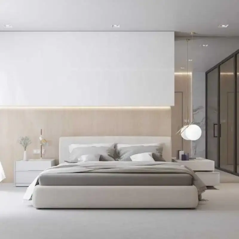 Su misura Hotel camera da letto moderno letto matrimoniale di lusso telaio in legno massiccio Set letto King Size