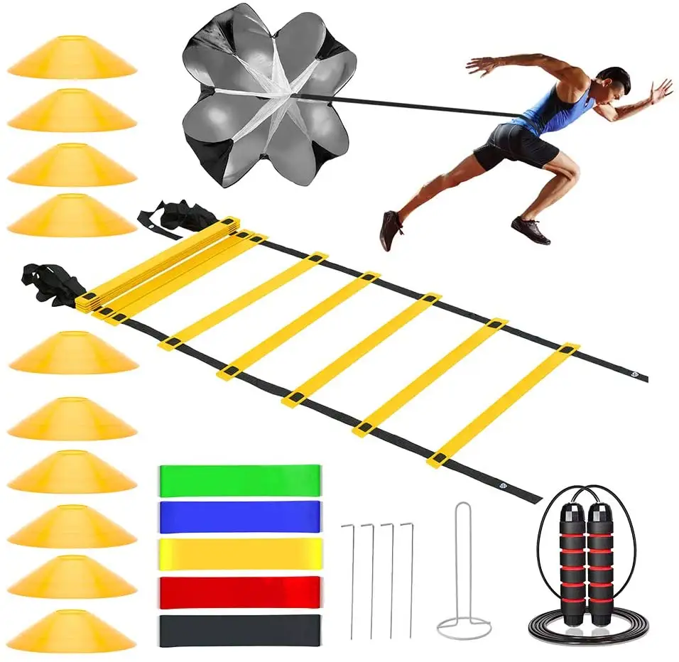 Set tangga kelincahan peralatan latihan untuk meningkatkan kebugaran dan meningkatkan kemampuan reaksi cepat tangga kelincahan latihan kecepatan