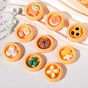 Piccoli giocattoli di cibo per la colazione in stile cinese in resina simulata panini gnocchi Cantonese tè del mattino fai da te dipinti a mano artistici - Product Image 2