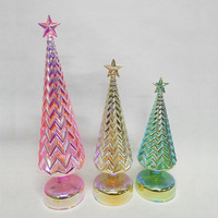 Ensemble de figurines de sapins de Noël modernes en verre soufflé, petits modèles de table, style vintage avec intérieur décoré