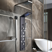 Panneau de douche mural multifonctionnel en acier inoxydable avec LED et thermostat, à poignée unique, pour salle de bain et spa – Offre Spéciale