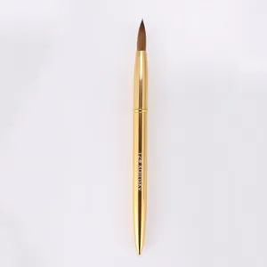 wholesale top quality latest fashion sable acrylic nail brush kolinsky gold metal handle size 12 14 16 18