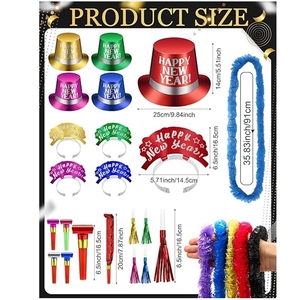 Bonne année bandeaux feuille haut chapeaux diadèmes Leis Bracelet collier frange fabricants de bruit pour enfants nouvel an fête jeu fournitures - Product Image 6