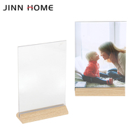 Cadre photo rectangulaire en bois massif Base en hêtre Couvertures en plexiglas Affichage de bureau de table