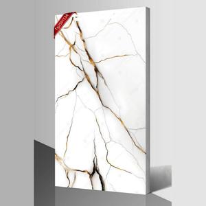 Piastrelle in Ceramica Effetto Marmo Lucido Bianco e Nero con Dettagli Oro, Impermeabili e Durevoli per Pavimenti Interni di Edifici Commerciali e Residenziali - Product Image 3