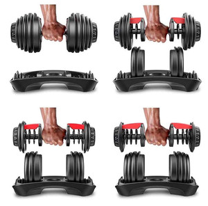 Équipement de musculation personnalisable en gros d'usine, haltères réglables de 24 à 32 kg, poids libres, ensemble d'haltères en acier pur revêtu, combinaison - Product Image 4