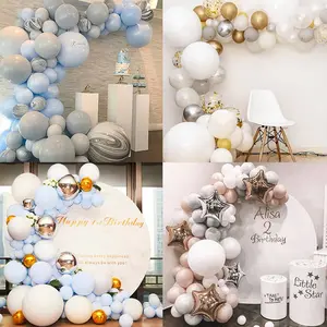 Harga murah grosir pernikahan pesta ulang tahun karangan bunga lengkungan Kit balon pesta besar Kit balon biru rantai dekorasi ulang tahun