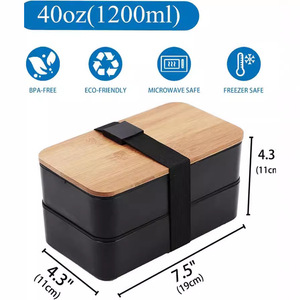 Toptan özel baskı taşınabilir <span class=keywords><strong>2</strong></span> katmanlı kullanımlık gıda ambalaj kamp salata erkekler için bambu kapak ile yemek kabı bento çantası yetişkin - Product Image 2