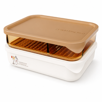 Boîte à lunch en verre borosilicate de haute qualité, sans plastique, compatible micro-ondes, avec couvercle en verre et manchon en silicone