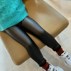 Q31122 enfant en bas âge hiver chaud <span class=keywords><strong>polaire</strong></span> <span class=keywords><strong>doublé</strong></span> pantalon en <span class=keywords><strong>cuir</strong></span> solide pantalon filles Faux <span class=keywords><strong>cuir</strong></span> Leggings collants - Product Image 5