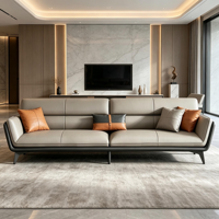 Ensemble de canapés en cuir italien de luxe moderne 1+2+3 places, meubles de salon, canapé sectionnel