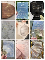 Invitations de mariage brillantes de haute qualité avec impression UV, cartes de mariage personnalisées en plexiglas miroir doré pour invitations de fête