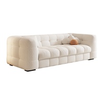 Canapé-lit multifonctionnel pour trois personnes, style Marshmallow Puff, avec matelas, revêtement en tissu et structure en métal, luxe