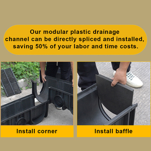 Canal de Drenaje de HDPE, Duradero, en Forma de <span class=keywords><strong>U</strong></span>, Sistema de Drenaje de Zanjas, Larga Vida Útil, Directo de Fábrica, para Carreteras, Jardines y Plazas - Product Image 4