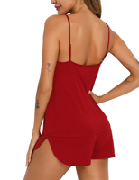 Shorts en bambou, pyjama d'été, lingerie sexy, pyjama pour femmes, ensemble de vêtements de nuit, haut de camisole uni, vêtements de nuit amples pour femmes