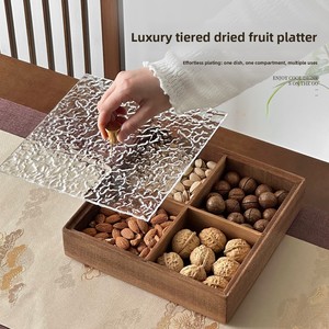 Contenedor de Alimentos Rectangular de Madera de Nogal Estilo Chino con Tapa y Compartimentos Divididos, Diseño Moderno y Minimalista de Alta Calidad para el Hogar - Product Image 4