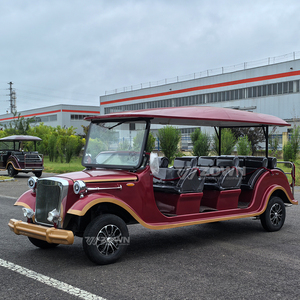 Voiture électrique vintage rouge vin à onze places avec auvent pour le transport touristique dans les zones panoramiques - Product Image 5