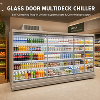 Réfrigérateur vertical à porte vitrée, refroidissement par ventilateur, dégivrage automatique, contrôle numérique, étagères réglables, boissons pour supermarchés