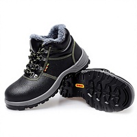 Sepatu Keselamatan Kerja Musim Dingin Kulit Sapi Mid-top Kustom Pabrik, Berujung Baja, Tahan Benturan, Berinsulasi, Anti Tusuk, Berlapis