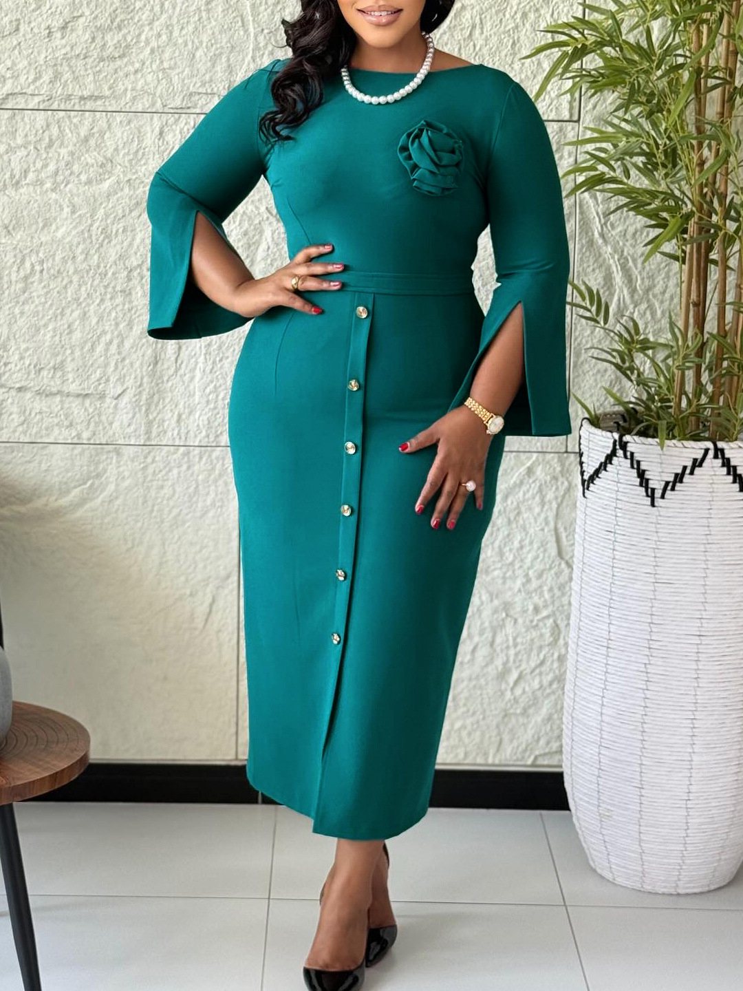 fitted black midi dress Black Ribbed Drop Waist Strappy Midi Dress main image 0
