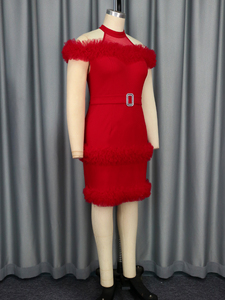 Gaun Prom seksi Turtleneck merah bahu terbuka Tulle Bodycon untuk Hari <span class=keywords><strong>Valentine</strong></span> - Product Image 5