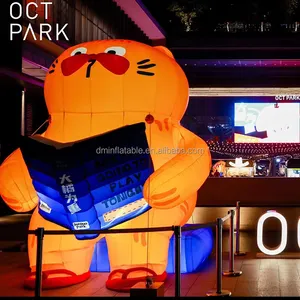 Custom big orange inflatable cat with book inflatable advertising cat