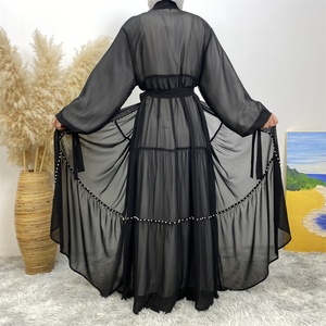 1964# Latest Elegant Modest Abaya for Women Beautiful Pearls Quick Dry All-Season Muslim Fashion Sizes S-2XL Ladies Clothing - Product Image 4