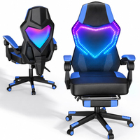 Chaise de bureau gamer 2026 en tissu noir avec éclairage RGB et pieds extensibles