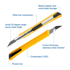 Mini cuchillo cortador de papel de cartón deslizante automático, 9mm - Product Image 2