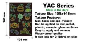 Tatuajes Temporales Fluorescentes de Halloween, Resistentes al Agua, Ecológicos, de Papel, para Niños, para Cara y Cuerpo - Product Image 2