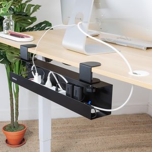 Plateau de gestion des câbles <span class=keywords><strong>JIEN</strong></span> à fixer sous le bureau, sans perçage, en acier allié, pour bureaux debout/en verre, 48 pouces, noir - Product Image 5
