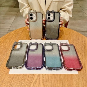 เคสโทรศัพท์มือถือแบบนิ่ม TPU ชุบโครเมียมลายหูแมว สำหรับ iPhone 11 12 13 14 15 16 Pro Max - Product Image 1