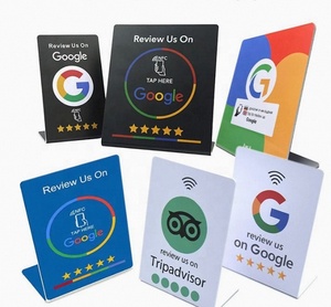 ป้ายตั้งโต๊ะแบบกำหนดเอง สแกนคิวอาร์โค้ด ชิป NFC แบบไร้สัมผัส รีวิว Google NFC บัตร PVC แบบแตะ สำหรับร้านอาหาร โรงแรม - Product Image 5