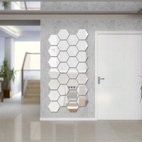 Modern 1mm Soft Hexagonal Acrylic Stereo Mirror Wall Sticker Self-Adhesive Living Room Bedroom Background Easy Wall Hanging for